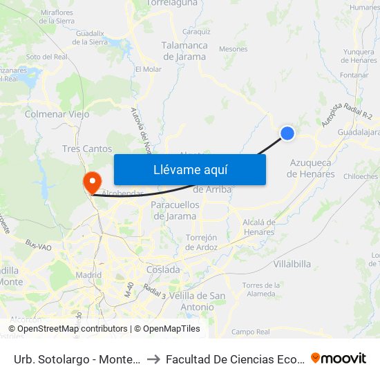 Urb. Sotolargo - Monteaveruelo, Valdeaveruelo to Facultad De Ciencias Económicas Y Empresariales map