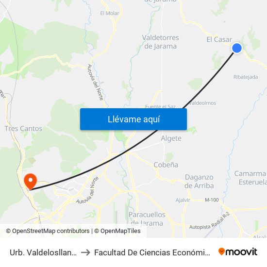 Urb. Valdelosllanos, El Casar to Facultad De Ciencias Económicas Y Empresariales map