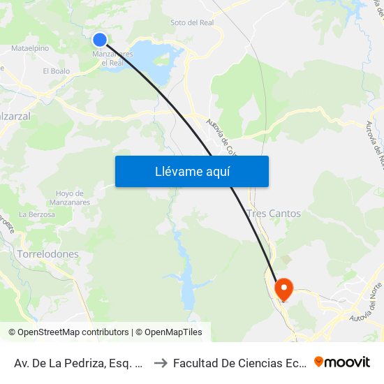 Av. De La Pedriza, Esq. Calle Montañero (Camping) to Facultad De Ciencias Económicas Y Empresariales map