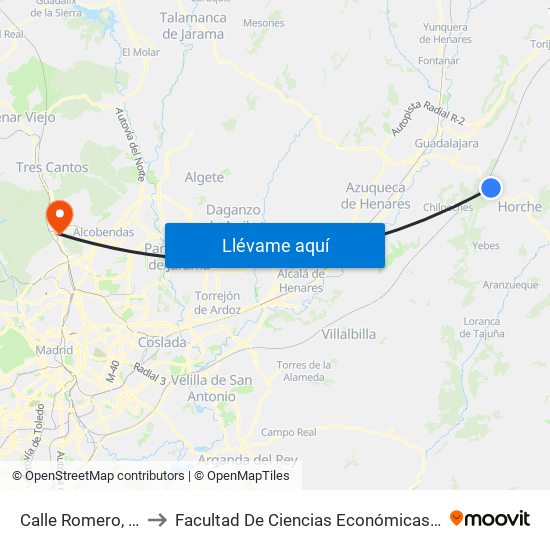 Calle Romero, Valdeluz to Facultad De Ciencias Económicas Y Empresariales map