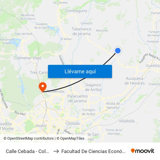 Calle Cebada - Colegio, Galápagos to Facultad De Ciencias Económicas Y Empresariales map