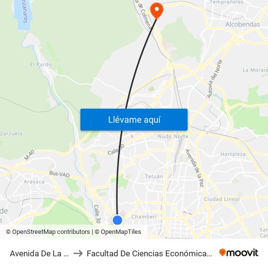 Avenida De La Memoria to Facultad De Ciencias Económicas Y Empresariales map
