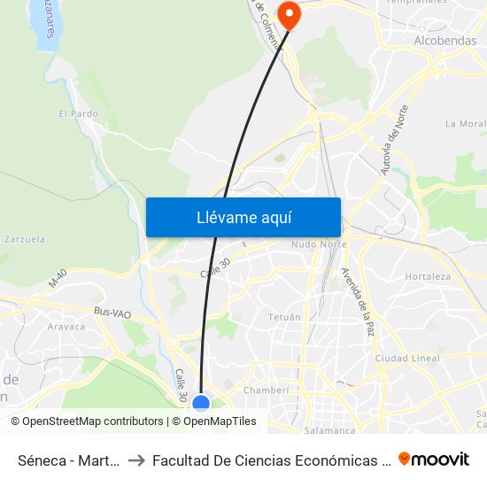 Séneca - Martín Fierro to Facultad De Ciencias Económicas Y Empresariales map