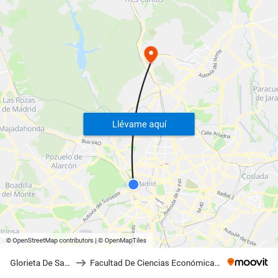 Glorieta De San Vicente to Facultad De Ciencias Económicas Y Empresariales map