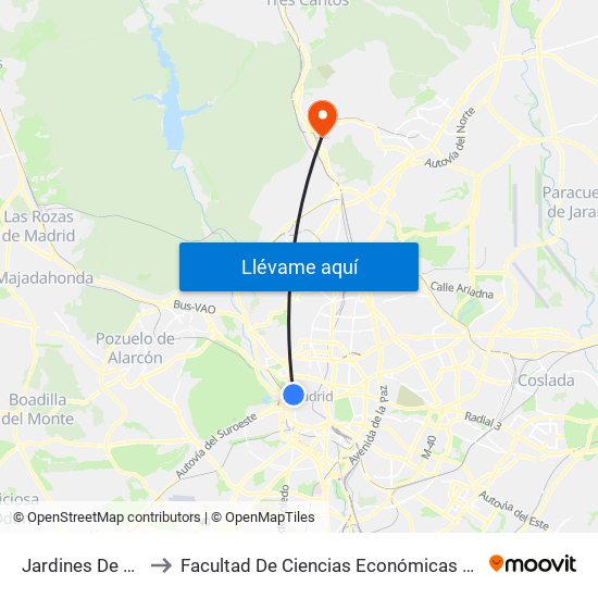 Jardines De Sabatini to Facultad De Ciencias Económicas Y Empresariales map