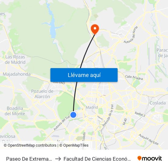 Paseo De Extremadura - El Greco to Facultad De Ciencias Económicas Y Empresariales map