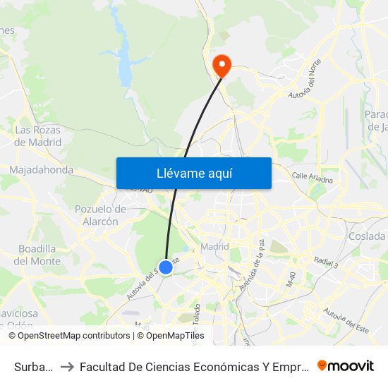 Surbatán to Facultad De Ciencias Económicas Y Empresariales map