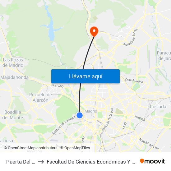Puerta Del Ángel to Facultad De Ciencias Económicas Y Empresariales map