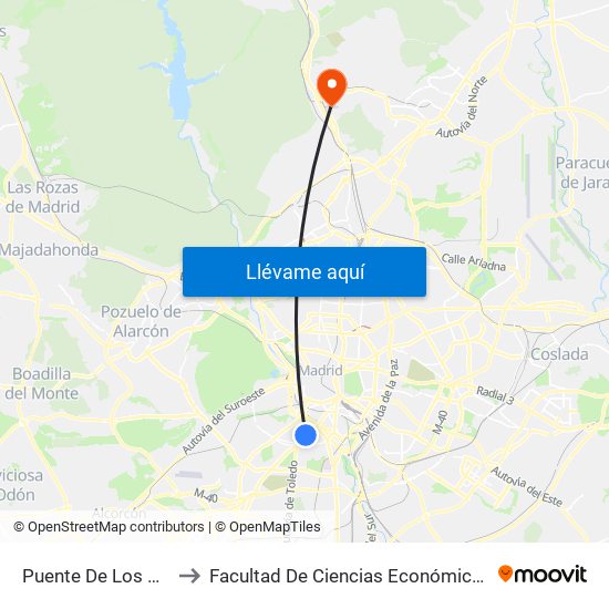 Puente De Los Capuchinos to Facultad De Ciencias Económicas Y Empresariales map