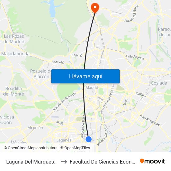 Laguna Del Marquesado - Real De Pinto to Facultad De Ciencias Económicas Y Empresariales map