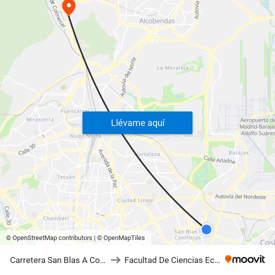 Carretera San Blas A Coslada Frente Metropolitano to Facultad De Ciencias Económicas Y Empresariales map