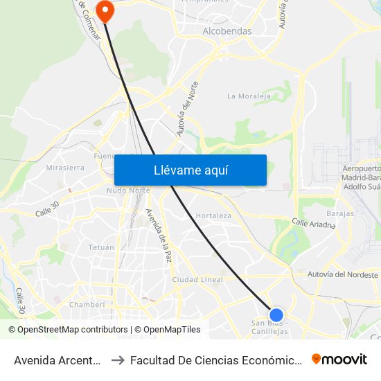 Avenida Arcentales - Iliada to Facultad De Ciencias Económicas Y Empresariales map