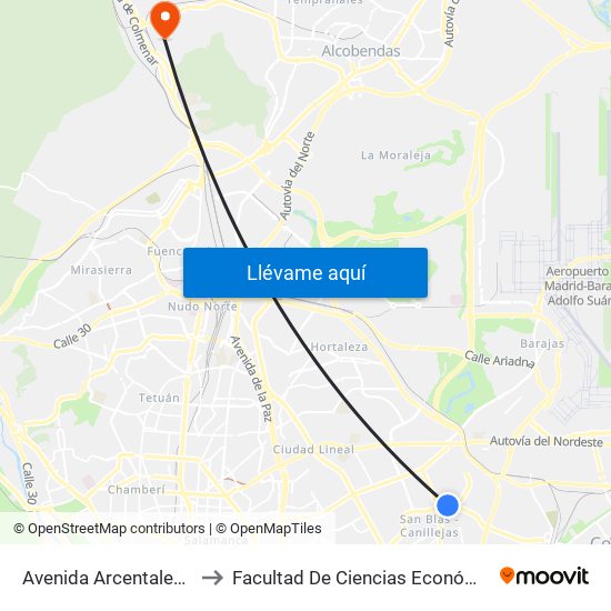 Avenida Arcentales - Plaza Grecia to Facultad De Ciencias Económicas Y Empresariales map