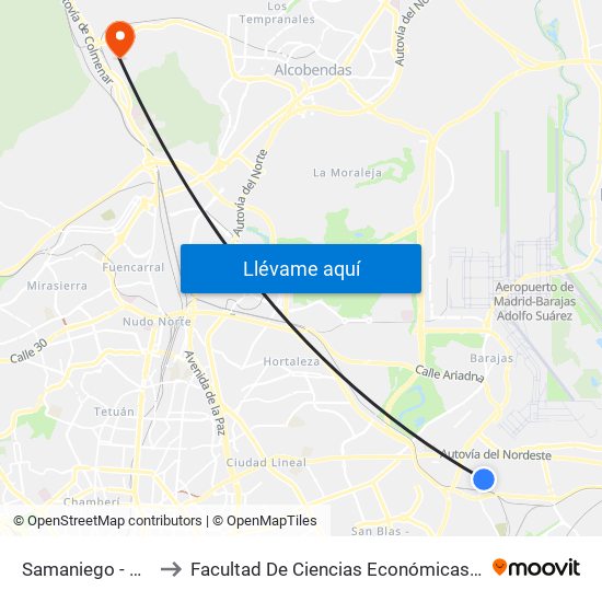 Samaniego - Campezo to Facultad De Ciencias Económicas Y Empresariales map