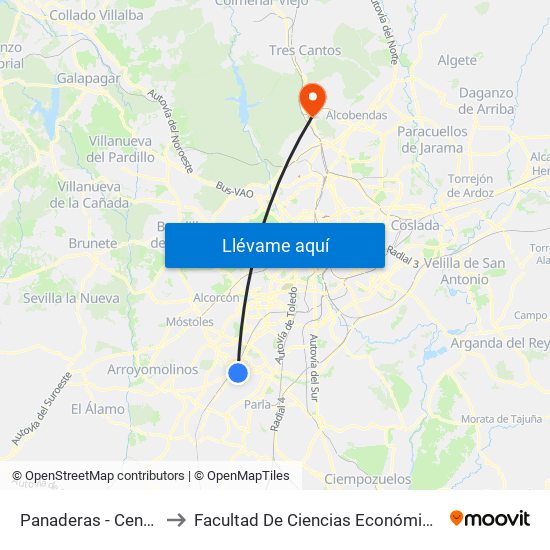 Panaderas - Centro De Salud to Facultad De Ciencias Económicas Y Empresariales map