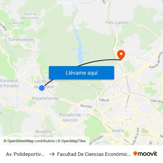 Av. Polideportivo - Auditorio to Facultad De Ciencias Económicas Y Empresariales map