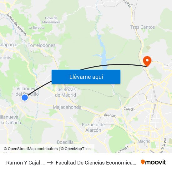 Ramón Y Cajal - Paloma to Facultad De Ciencias Económicas Y Empresariales map