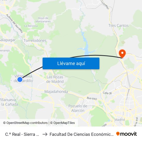 C.º Real - Sierra De Pedroso to Facultad De Ciencias Económicas Y Empresariales map