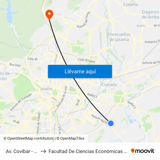 Av. Covibar - Colegio to Facultad De Ciencias Económicas Y Empresariales map