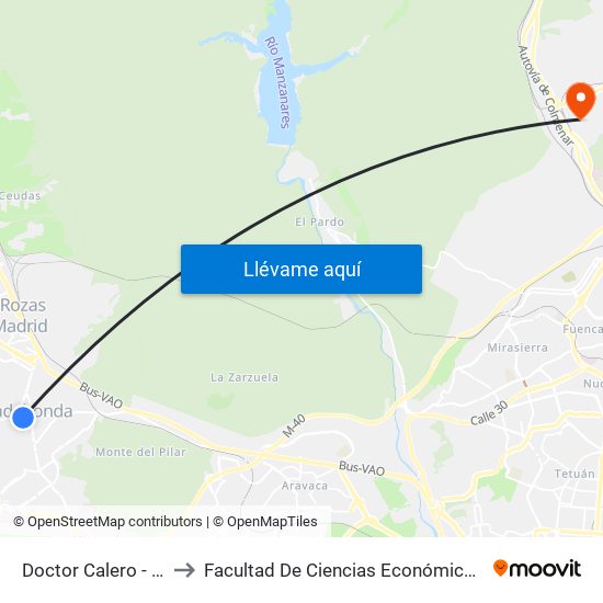 Doctor Calero - Jardinillos to Facultad De Ciencias Económicas Y Empresariales map