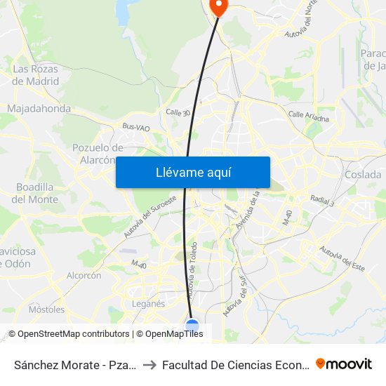 Sánchez Morate - Pza. Jesús Jiménez Díaz to Facultad De Ciencias Económicas Y Empresariales map