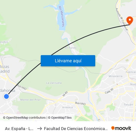 Av. España - Los Olmos to Facultad De Ciencias Económicas Y Empresariales map