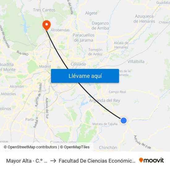 Mayor Alta - C.º De La Rana to Facultad De Ciencias Económicas Y Empresariales map