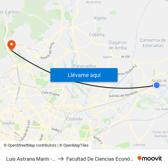 Luis Astrana Marín - Andrés Llorente to Facultad De Ciencias Económicas Y Empresariales map