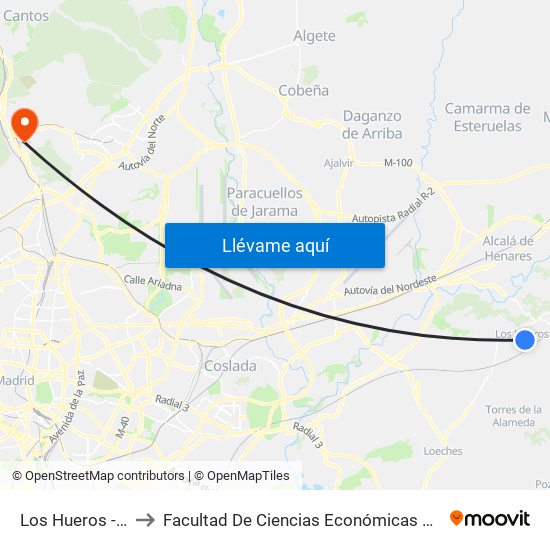 Los Hueros - Mayor to Facultad De Ciencias Económicas Y Empresariales map