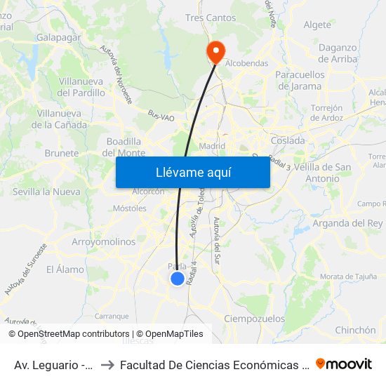 Av. Leguario - Colegio to Facultad De Ciencias Económicas Y Empresariales map