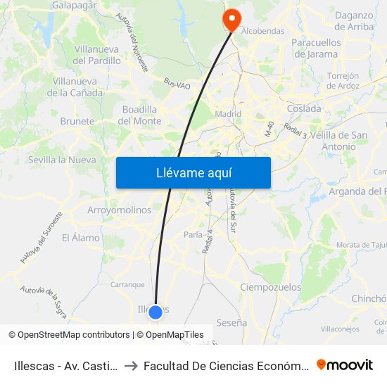 Illescas - Av. Castilla La Mancha to Facultad De Ciencias Económicas Y Empresariales map
