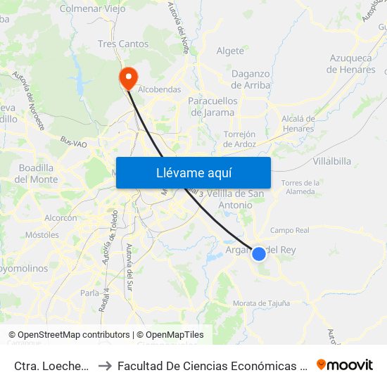 Ctra. Loeches - Zoco to Facultad De Ciencias Económicas Y Empresariales map