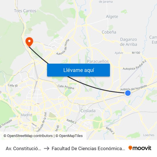 Av. Constitución - Juncal to Facultad De Ciencias Económicas Y Empresariales map