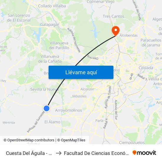 Cuesta Del Águila - Jacinto González to Facultad De Ciencias Económicas Y Empresariales map