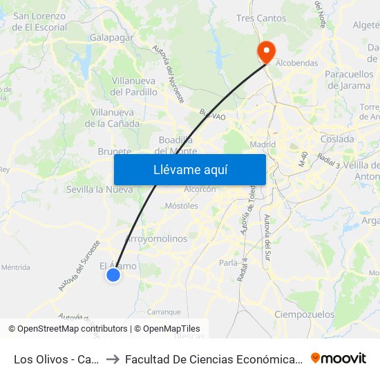 Los Olivos - Casarrubios to Facultad De Ciencias Económicas Y Empresariales map