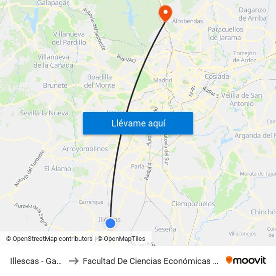 Illescas - Gasolinera to Facultad De Ciencias Económicas Y Empresariales map