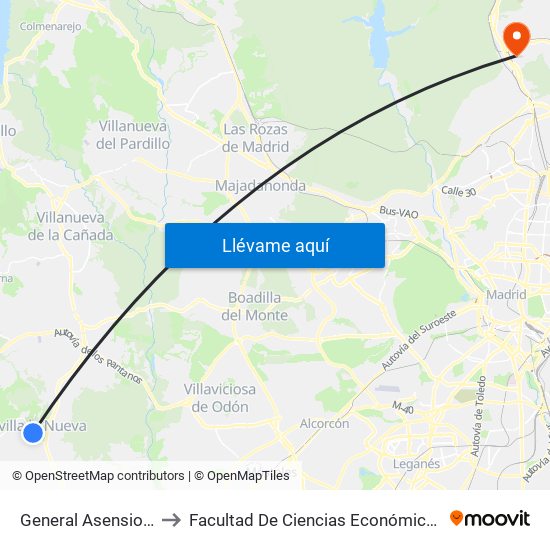 General Asensio - Quevedo to Facultad De Ciencias Económicas Y Empresariales map