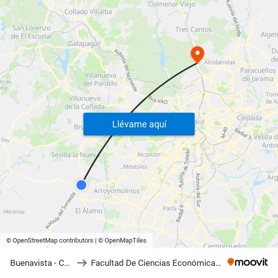 Buenavista - Canto Pelín to Facultad De Ciencias Económicas Y Empresariales map