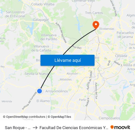 San Roque - Galileo to Facultad De Ciencias Económicas Y Empresariales map