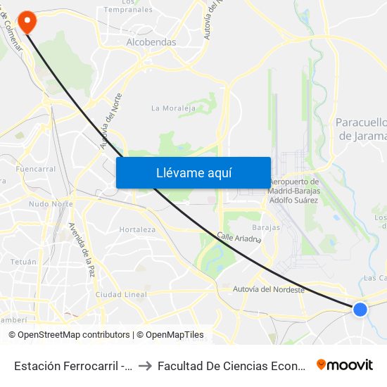 Estación Ferrocarril - Est. San Fernando to Facultad De Ciencias Económicas Y Empresariales map