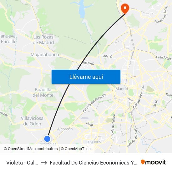 Violeta - Caléndula to Facultad De Ciencias Económicas Y Empresariales map