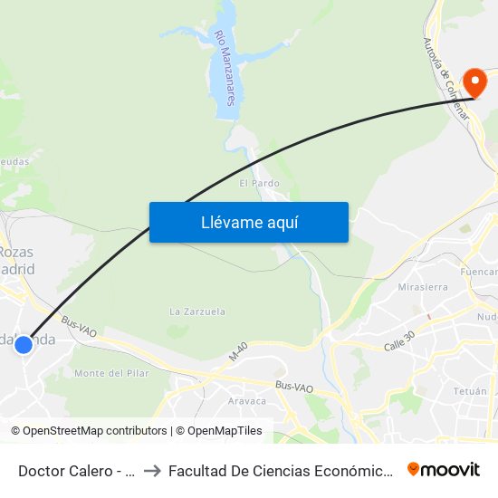 Doctor Calero - Nicaragua to Facultad De Ciencias Económicas Y Empresariales map