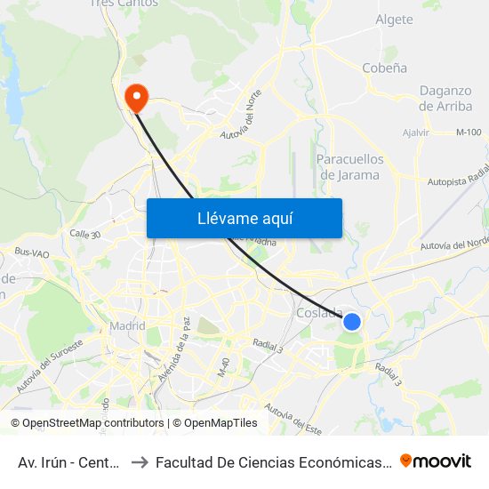 Av. Irún - Centro De Día to Facultad De Ciencias Económicas Y Empresariales map