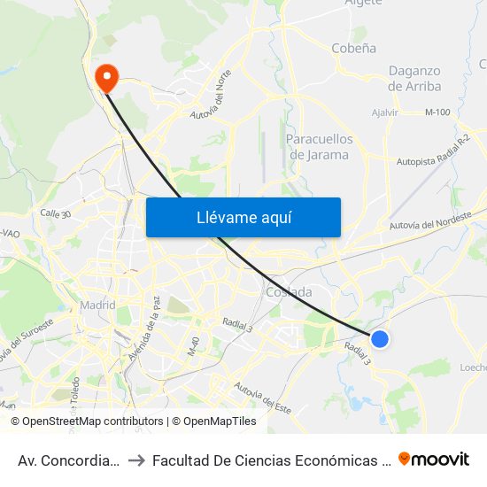 Av. Concordia - Trébol to Facultad De Ciencias Económicas Y Empresariales map