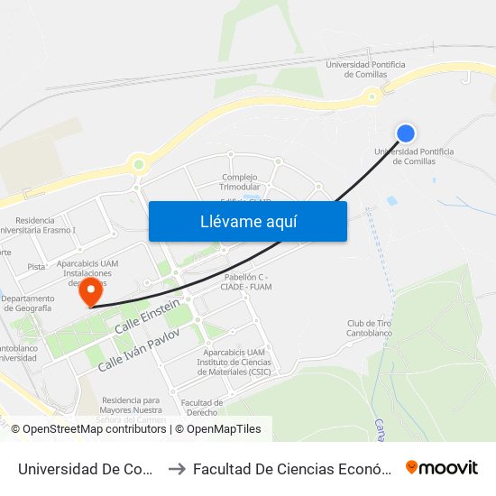 Universidad De Comillas - Edificio B to Facultad De Ciencias Económicas Y Empresariales map