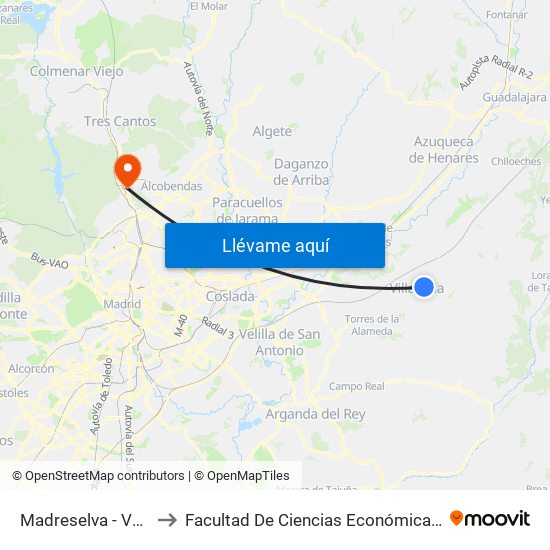 Madreselva - Valdeláguila to Facultad De Ciencias Económicas Y Empresariales map