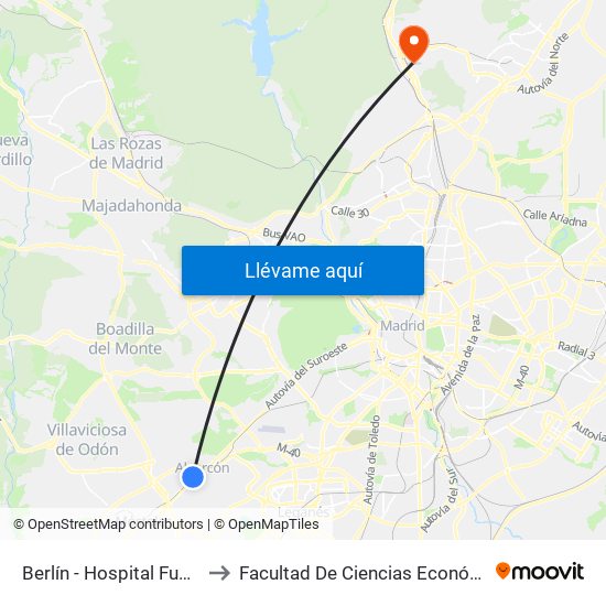 Berlín - Hospital Fundación Alcorcón to Facultad De Ciencias Económicas Y Empresariales map