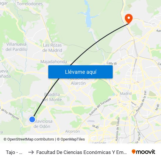 Tajo - Miño to Facultad De Ciencias Económicas Y Empresariales map