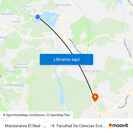 Manzanares El Real - Fuente De Las Ermitas to Facultad De Ciencias Económicas Y Empresariales map
