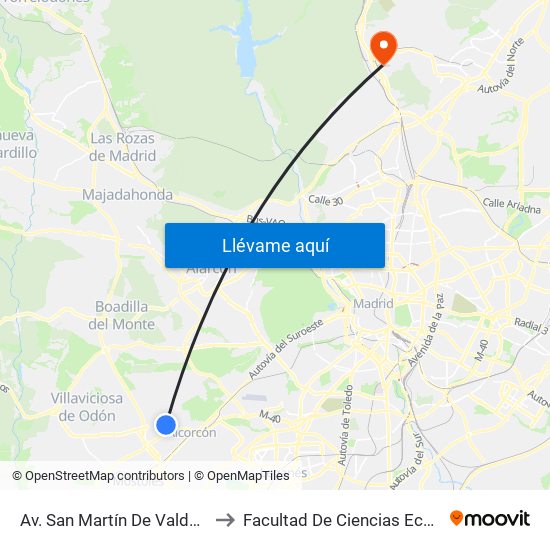 Av. San Martín De Valdeiglesias - Autocaravanas to Facultad De Ciencias Económicas Y Empresariales map